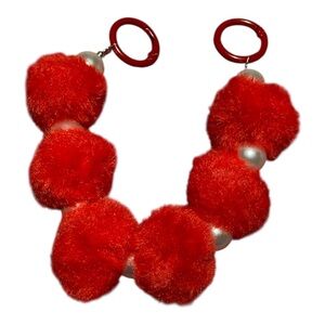 Red Pom Pom Purse Charm